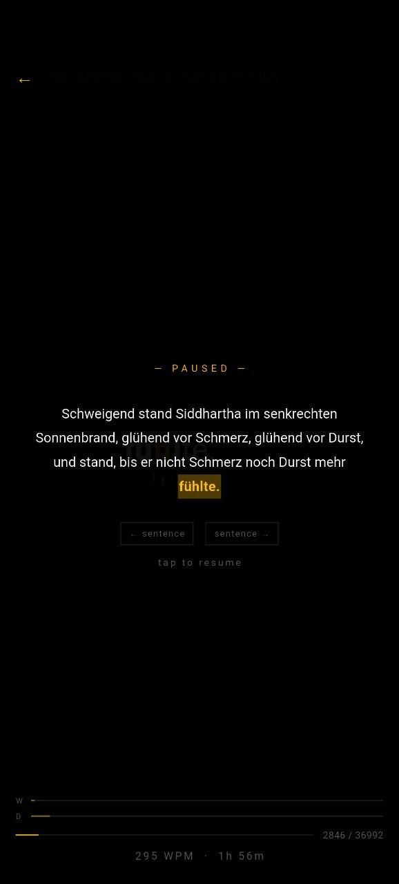 Pausiert – der ganze Satz mit Navigation und Fortschritt.